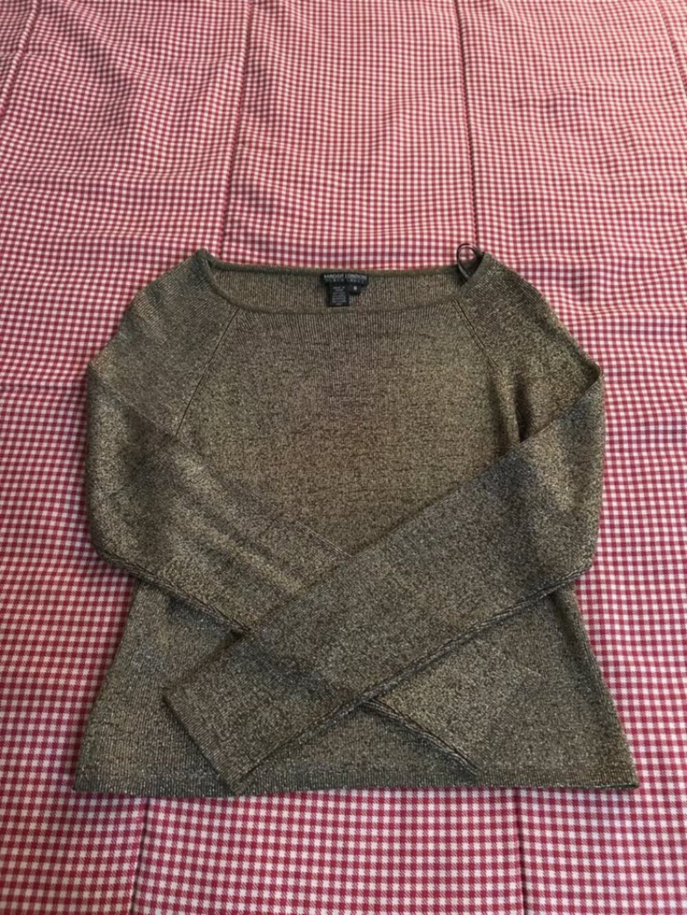 NWOT Maggy London Black Label Silk Blend Y2K Metallic Sweater
